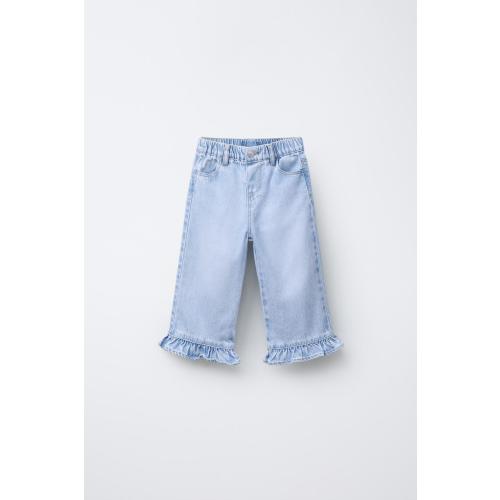 RUFFLED HEM CULOTTE JEANS - Light blue | ZARA United States