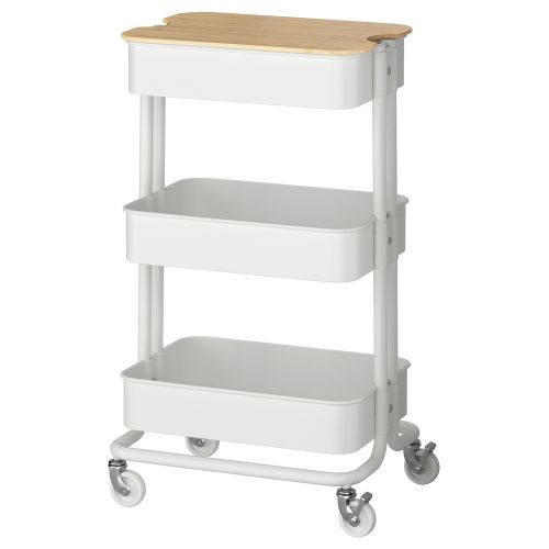 RÅSKOG / NORRÅVA Trolley with lid - white 13 3/4x17 3/4x30 3/8 "
