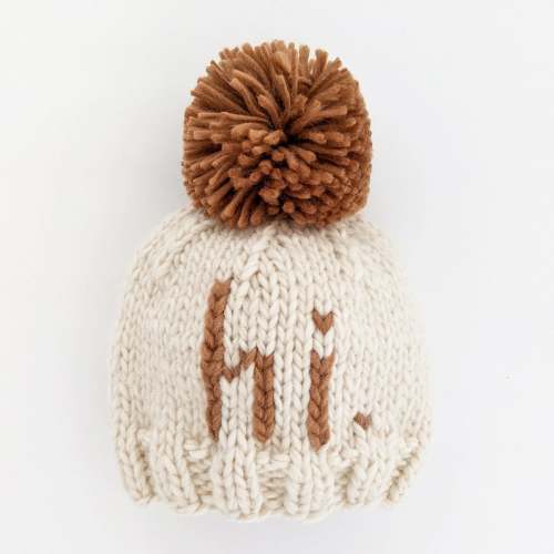 "Hi." Knit Beanie, Pecan