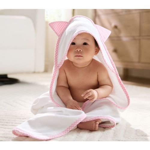 Gingham Critter Baby Hooded Towel & Washcloths | Pottery Barn Kids