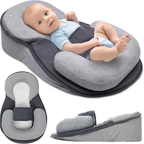 Rest Nest Baby Lounger Pillow for Newborn, Reflux Pillow for Baby with Strap for Infant Support Cushion Reflux Breastfeeding Pillow, Bottle Feeding, Tummy Time