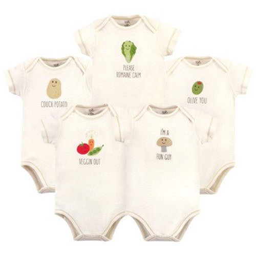 Touched by Nature Organic Cotton Bodysuits 5pk, Mushroom, Size: 0-3 months