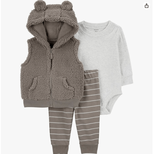 Carter's Baby Boys' 3 Piece Plaid Patch Little Vest Set