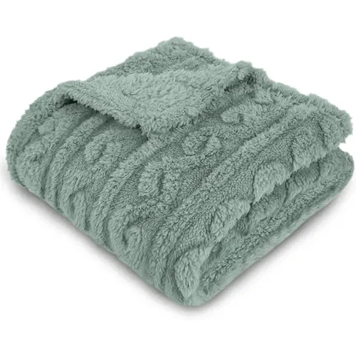 HOMRITAR Baby Blanket for Boys or Girls 3D Fluffy Fuzzy Blanket for Baby, Soft Warm Cozy Flannel Fleece Warm Blanket, Infant or Newborn Receiving Blanket (30x40inch, Green-celadon)