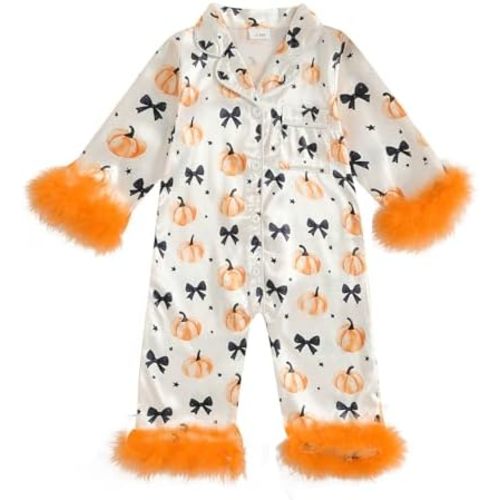 Baby Halloween Pajamas Newborn Girl Pumpkin Jumpsuit Romper Button Down Nightgown Cute One Piece Silk Pjs Sleepwear