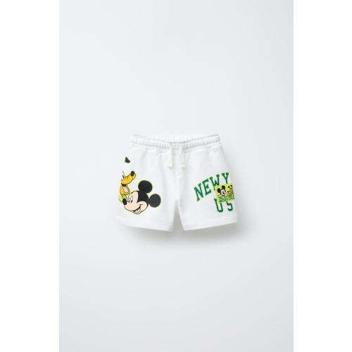 MICKEY MOUSE © DISNEY PRINTED STRAIGHT SHORTS - Ecru | ZARA United States