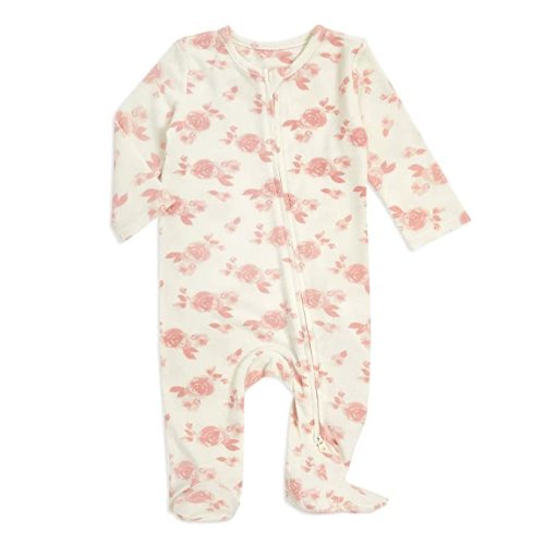 aden + anais Snuggle Knit Baby Girl Long Sleeve Zipper, One-Piece Footed Sleeper, Rosettes, 0-3M - 0-3 Months
