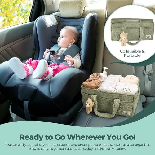 PeraBella Diaper Caddy Organizer for Changing Table, Storage Basket for Wipes, Gift for Baby Shower, Car Organizer, Nursery Organizer, Portable Storage