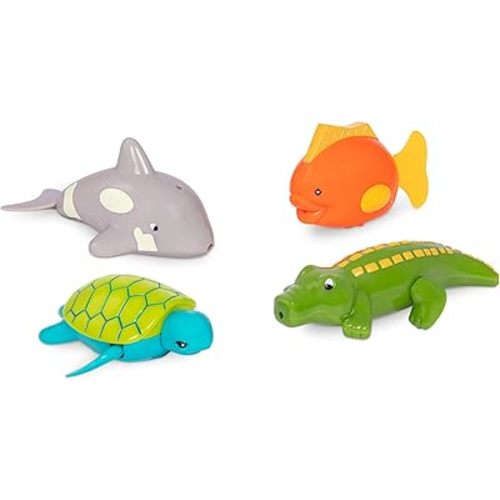 Battat – Paddling Bath Toys – 4-Pack Tub Animals – Floating Toys For Bathtime – Water & Beach Toys – 2 Years + – Wind-Up Tubbies - Turtle, Fish, Crocodile, Whale