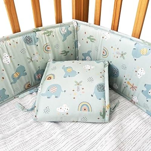 4PCS Breathable Cushioned Pads, Soft Padded Side Covers for Anti-Collision Protection, Shock-Absorbing and Washable Padding for Home or Gym Equipment(Baby Elephant)
