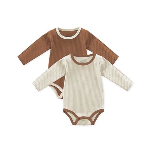 Jimonda Baby Bodysuit, 100% Organic Cotton Infant Long Sleeve Romper Gender Neutral Baby Clothes