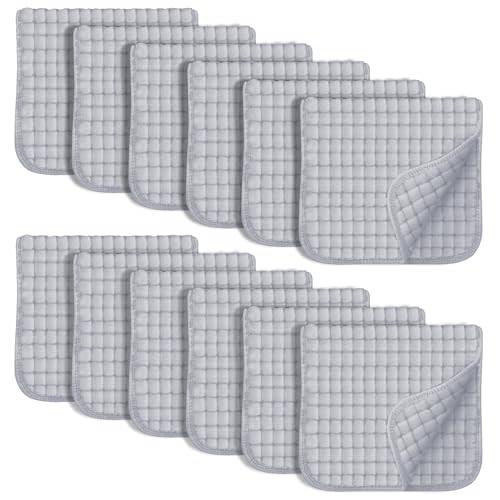 SWEET DOLPHIN 12 Pack Muslin Burp Cloths Large 100% Cotton Hand Washcloths for Baby - Baby Essentials Extra Absorbent and Soft Boys & Girls Milk Spit Up Rags for Newborn Registry - Slate, 20" X10"