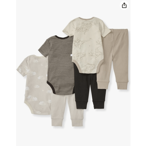 Burt's Bees Baby Unisex Baby Bodysuit & Pant Set, 100% Organic Cotton, Tan 6-piece Set, 12 Months : Amazon.sg: Fashion