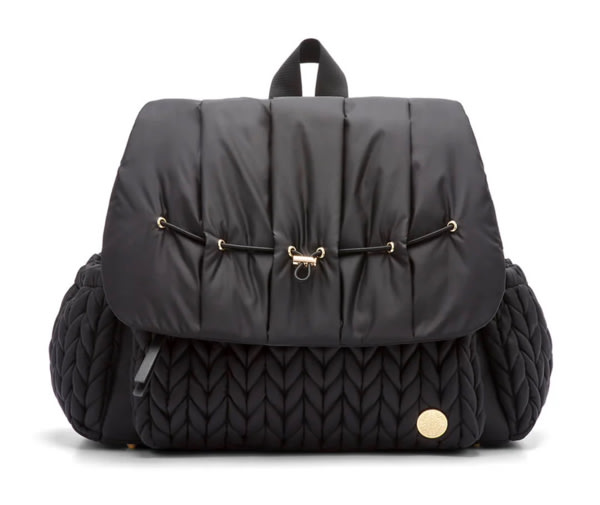 Levy Stylish Diaper Backpack - Black Herringbone