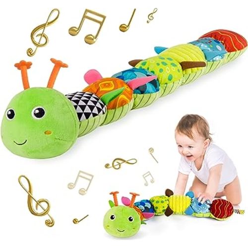 Sumobaby Infant Baby Musical Stuffed Animal Activity Soft Toys with Multi-Sensory Crinkle, Rattle and Textures, for Tummy Time Newborn 0-3-6-12 Months Boys, Girls, Caterpillar