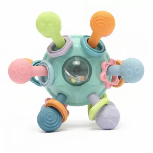 Silicone Teether Rattle Ball Sensory Toy for Baby - Kidzly