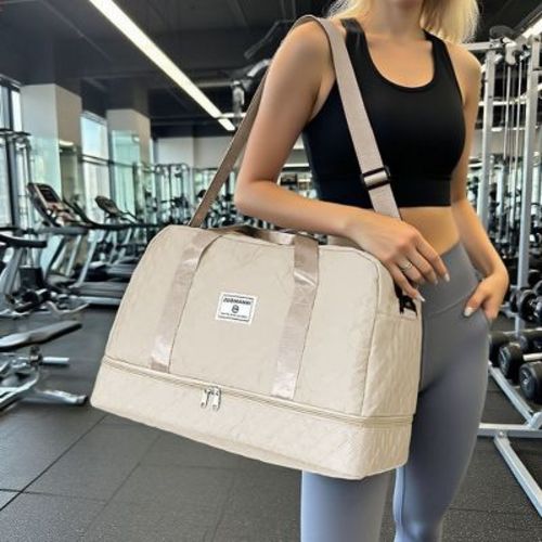 Luupatchy Three-dimensional Diamond Patterned Travel Bag, Dry Wet Separation , for Travel, Fitness Yoga, Weekend Tote Overnight Bag