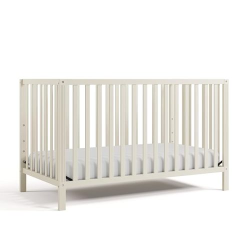 Storkcraft Morningside 5-in-1 Convertible Crib (Frosted Oat) – GREENGUARD Gold Certified, Fits Standard Baby Crib Mattress, Converts to Toddler Bed, Daybed and Full Bed, 4 Adjustable Mattress Heights
