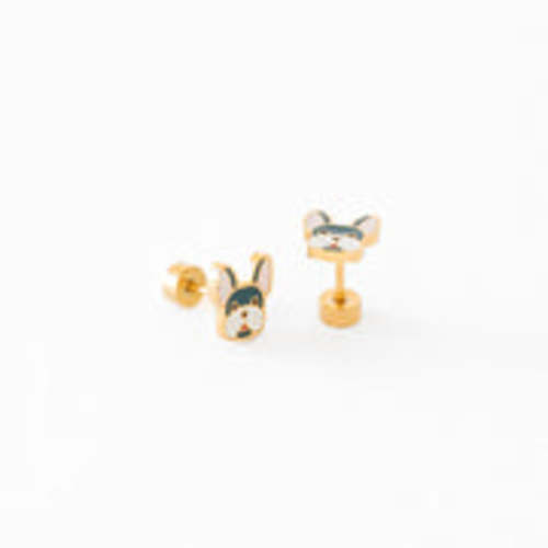 Enamel Frenchie Stud Earring