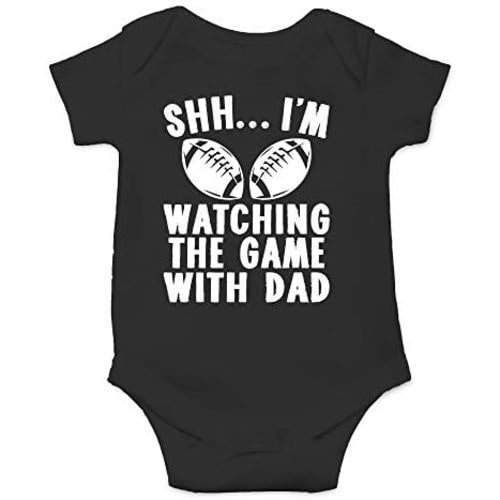 CBTwear Shh I'm Watching the Game With Daddy - Baby Clothes - Funny Newborn Bodysuit Outfits for Boys and Girls