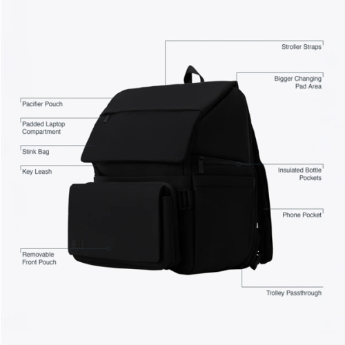 BÉIS 'The Ultimate Diaper Backpack' in BLACK