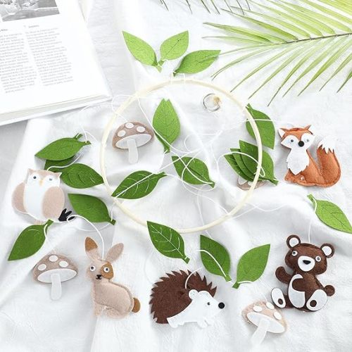 Woodland Ocean Mobile for Crib Jungle Baby Nursery Mobiles Forest Safari Mobile for Crib Baby Mobiles Animals Woodland Nursery Decor for Baby Boys Toys Girls Room Decor (Land Animal) - Brown
