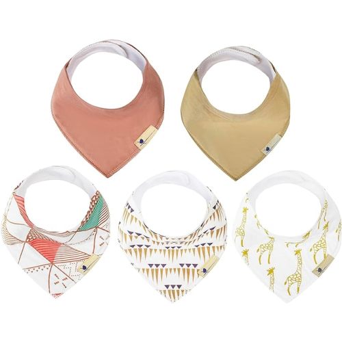Magnetic Bandana Drool Bibs 5-pack - Magnetic Closure Baby Bibs - Safe, Easy, Chic Teething Bib
