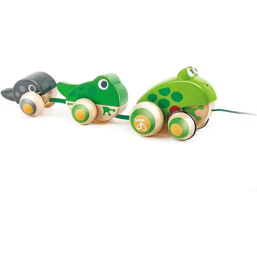 Hape Pull Along Frog Family with Anti-Rollover Wheels, Toddler Push and Pull Toys