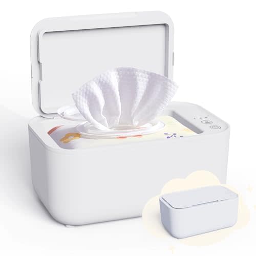 Baby Wipe Warmer, Wipe Warmer and Baby Wet Wipes Dispenser, Wipes Warmer for Newborn Baby Evenly Heated, Portable Wipe Warmer Smart Control, Diaper Warmer Large Capacity Wipe Dispenser Nursery (White)