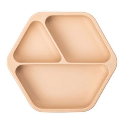 Tiny Twinkle Silicone Suction Divided Plate Baby/Toddler Dish for Independent Eating (Sand)