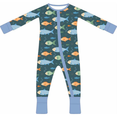Blue and Green Fish Zip pajamas