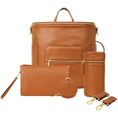 FAWN DESIGN The Original Diaper Bag, Faux Leather Diaper Bag Backpack, Vegan Leather, Large Capacity Baby Bag for Mom
