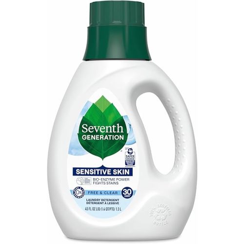 Seventh Generation Liquid Laundry Detergent, Free & Clear, 30 Loads, USDA Certified 97% Biobased, 45 Fl Oz