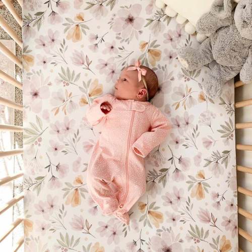 Maeve's Mauve & Mustard Floral Crib Sheet