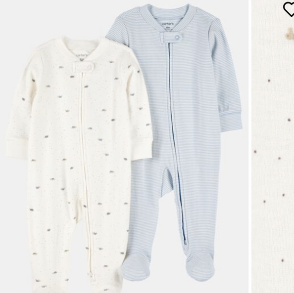 Baby Boy 2-Pack 2-Way Zip Cotton Sleep & Play Pajamas - Blue/White | Carter's