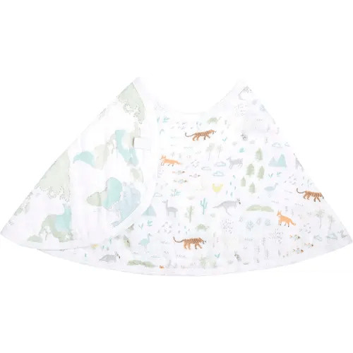 aden + anais Essentials Burpy Bib, 100% Cotton Muslin, Soft Absorbent 4 Layers, Multi-Use Burp Cloth and Bib, 22.5" X 11", Single, Voyager-Ecosphere
