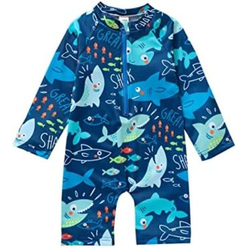 ZyHwShine Toddler Infant Baby Boy Swimsuit Newborn Rash Guard Boys Girls One Piece Zipper Bathing Suit Swimwear with Hat