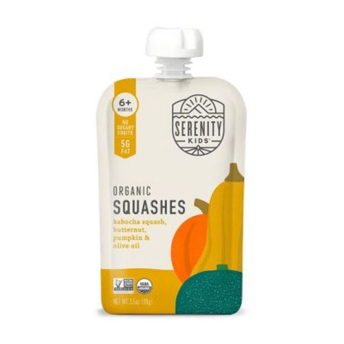 Serenity Kids Organic Squashes with Organic Olive Oil Baby Food Pouch - 3.5oz