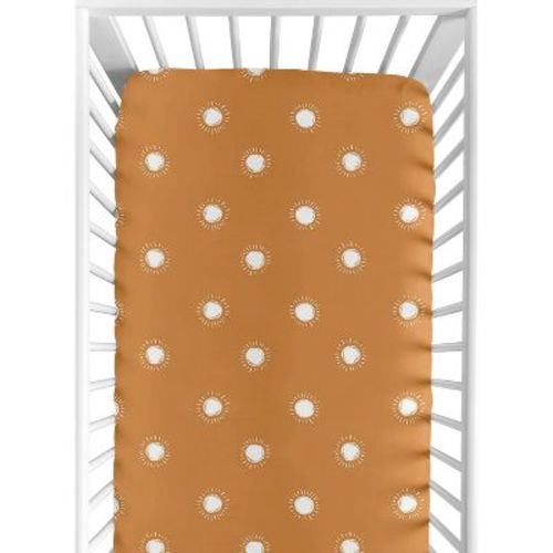 Sweet Jojo Designs Gender Neutral Baby Fitted Crib Sheet Boho Sun Orange and White