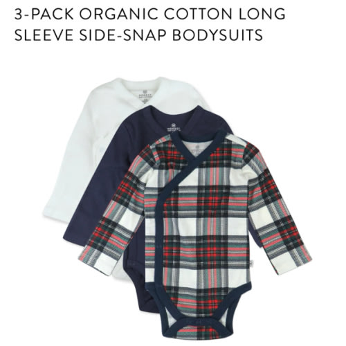 3-Pack Organic Cotton Long Sleeve Side-Snap Bodysuits | Honest Baby Clothing