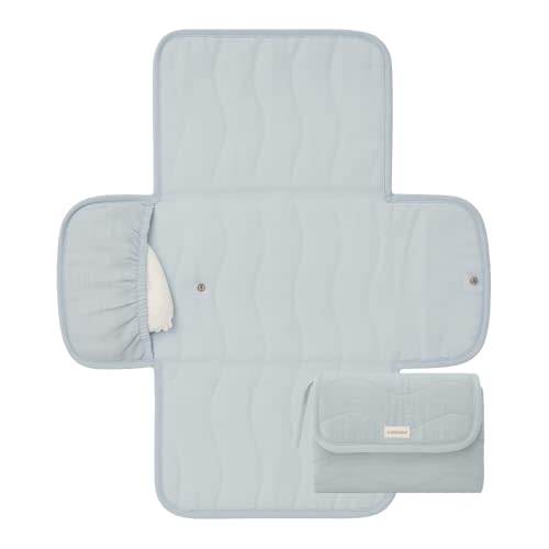 Toddlekind Mini Maven Portable Changing Pad – Travel Diaper Clutch for Babies, Organic Cotton & Water-Resistant, Compact Foldable Diaper Changing Mat with Pocket (Blue)