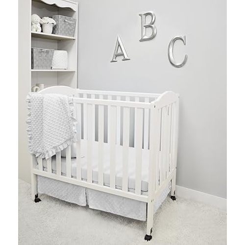 American Baby Company Heavenly Soft Minky Dot 3-Piece Mini/Portable Crib Bedding Set, White, for Boys and Girls