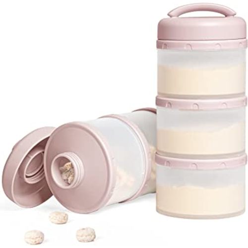 Termichy Stackable Formula Dispenser Portable Milk Powder Container, 2 Pack, Light Pink