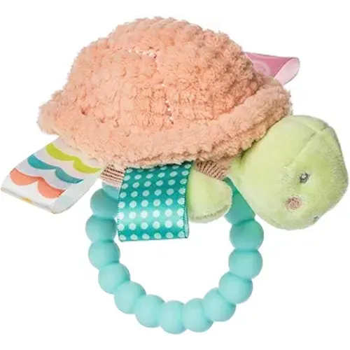 Taggies Soft Baby Rattle with Soothing Teether Ring and Sensory Tags, 6-Inches, Tippy Turtle
