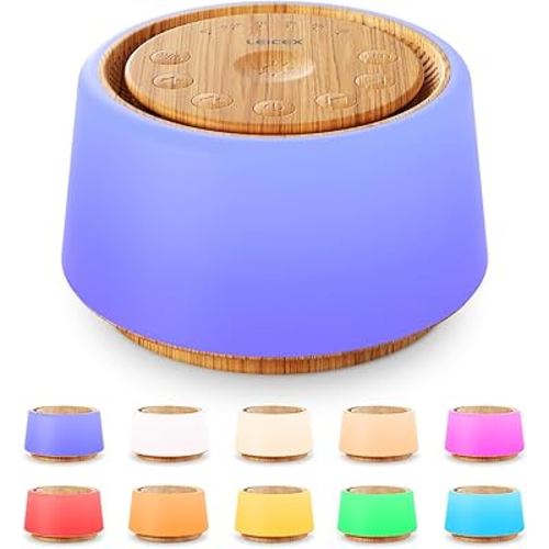 White Noise Sound Machine | White Noise Machine for Sleep | 30 Soothing Sounds | 10 Colors Night Light | Portable Sound Machine for Home Travel(Wood Grain)