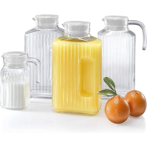 Luminarc Quadro 16.75-Ounce Jug/Pitcher with White Lid - 16.75 Ounce - Standard Packaging