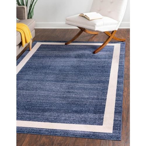 Unique Loom Del Mar Collection Area Rug - Maria (4' 1" x 6' 1" Rectangle, Navy Blue/ Ivory)