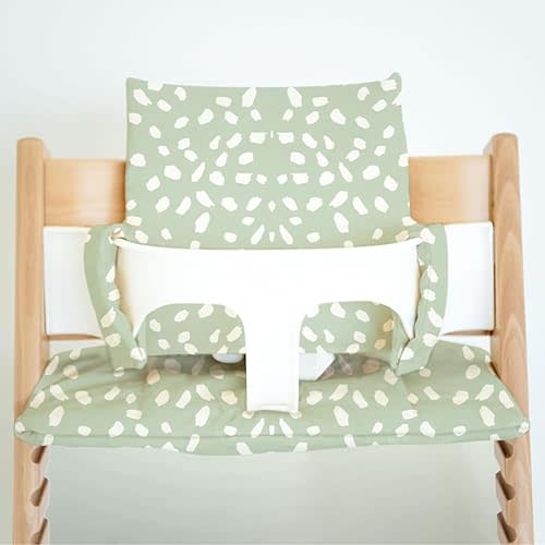 Nibble and Rest Cushion for Stokke Tripp Trapp High Chairs, Soft Padded Seat & Backrest, Baby Set Compatible, Wipeable, Machine Washable, Easy to Clean, Stylish Print (Sage Dots)