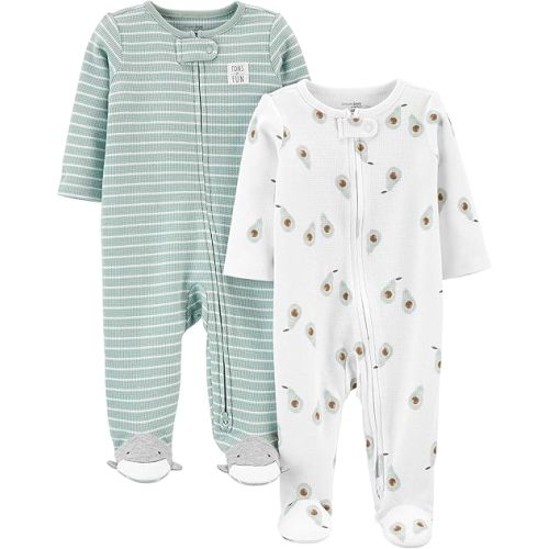Simple Joys by Carter's Baby 2-Way Zip Thermal Footed Sleep and Play, Pack of 2