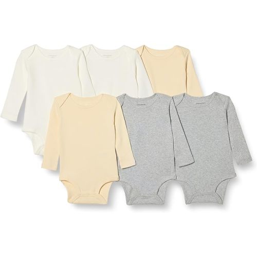 Amazon Essentials Unisex Babies' Long-Sleeve Bodysuits, Pack of 6